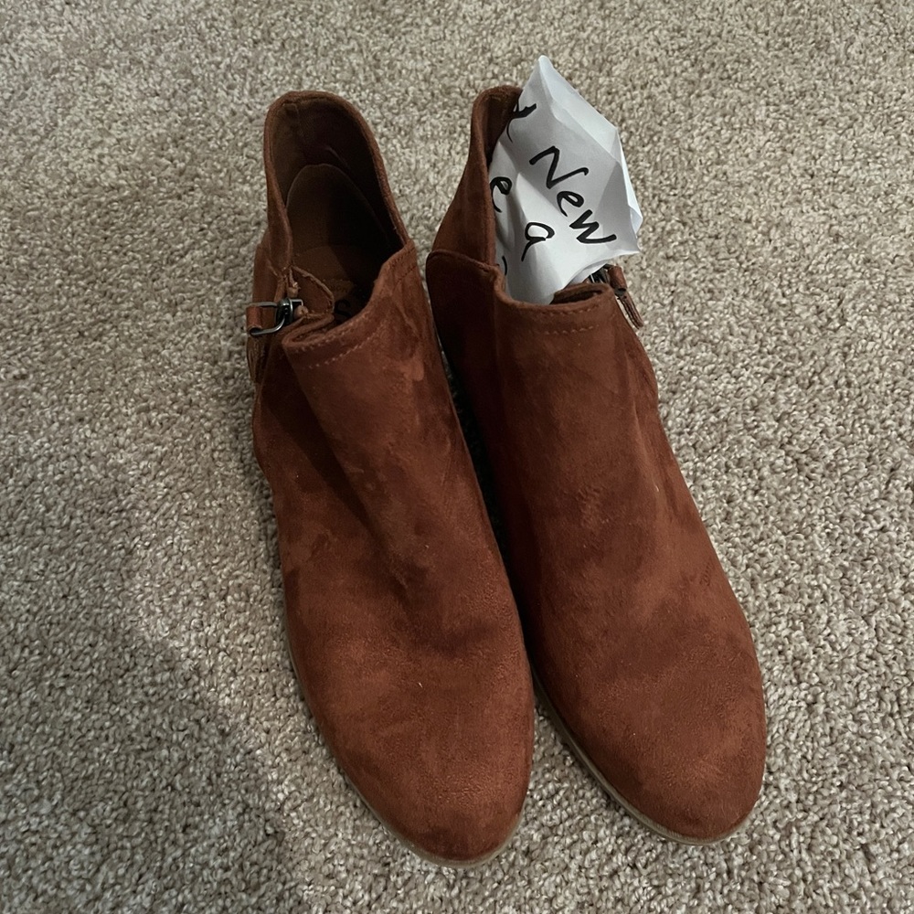 SO brown suede booties. Size 9. Brand new